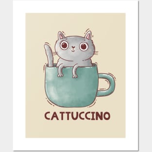 Cattuccino. Catte Latte. Cat and coffee. Posters and Art